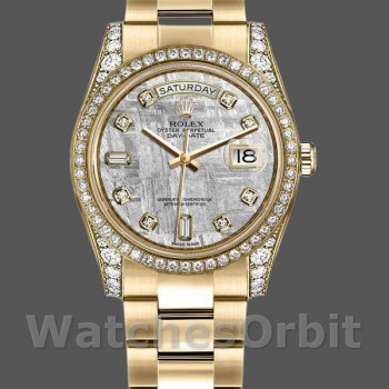 Replica Rolex Day-Date 118388 Diamond Bezel Meteorite Dial 36MM Unisex Replica Uhr