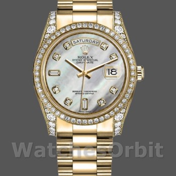 Replica Rolex Day-Date 118388 White Mother-Of-Pearl Diamond Dial 36MM Unisex Replica Uhr