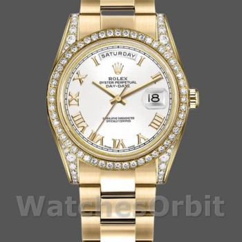 Replica Rolex Day-Date 118388 Weißes römisches Zifferblatt 36MM Unisex Replica Uhr