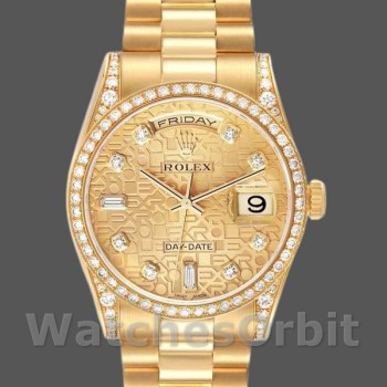 Replica Rolex Day-Date 118388 Gelbgold Champagner Diamant Zifferblatt 36MM Unisex Replica Uhr