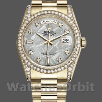 Replica Rolex Day-Date 118388 Gelbgold Diamant Meteorit Zifferblatt 36MM Unisex Replica Uhr