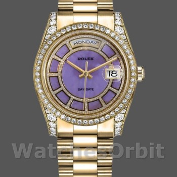 Replica Rolex Day-Date 118388 Gelbgold Lavendel Lila Zifferblatt 36MM Unisex Replica Uhr