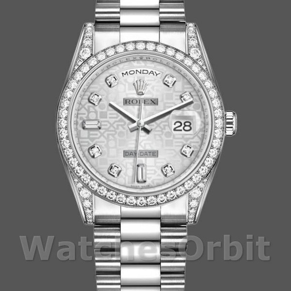 Replica Rolex Day-Date 118389 Silver Jubilee Diamond Dial 36MM Unisex Replica Uhr Präzise Verarbeitung