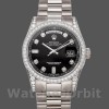 Replica Rolex Day-Date 118389 Weißgold Schwarzes Diamant-Zifferblatt 36MM Unisex Replica Uhr, Replik, Edle Materialien