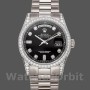 Replica Rolex Day-Date 118389 Weißgold Schwarzes Diamant-Zifferblatt 36MM Unisex Replica Uhr