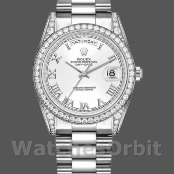 Replica Rolex Day-Date 118389 Weißgold Weißes römisches Zifferblatt 36MM Unisex Replica Uhr