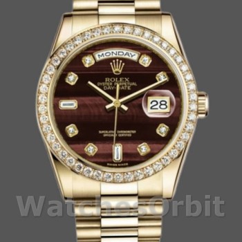 Replica Rolex Day-Date 118398 Bulls Eye Brown Diamond Dial 36MM Unisex Replica Uhr