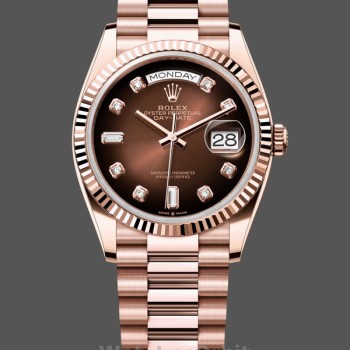 Replica Rolex Day-Date 128235 Everose Gold Brown Ombre Diamond Dial 36MM Unisex Replica Uhr