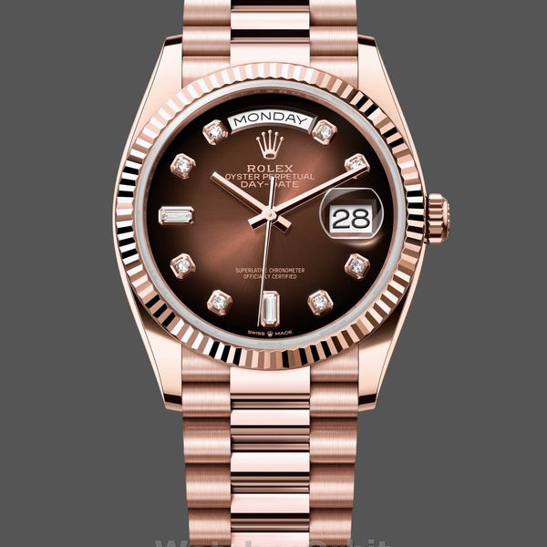 Replica Rolex Day-Date 128235 Everose Gold Brown Ombre Diamond Dial 36MM Unisex Replica Uhr Hochwertige Unisex Replica Uhr online kaufen