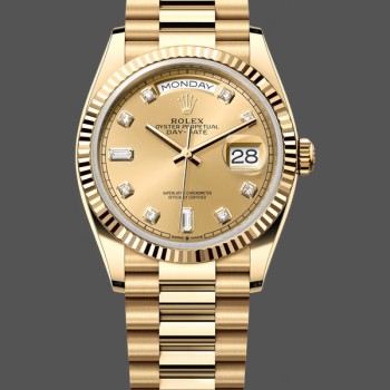 Replica Rolex Day-Date 128238 0008 Fluted Bezel Champagne Diamond Dial 36MM Unisex Replica Uhr