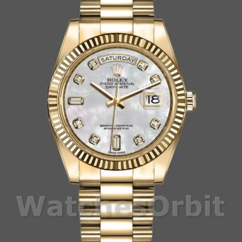 Replica Rolex Day-Date 128238 Fluted Bezel White Mother of Pearl Dial 36MM Unisex Replica Uhr