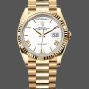 Replica Rolex Day-Date 128238 Fluted Bezel White Roman Dial 36MM Replica Uhr Hochwertige Unisex Replica Uhr online kaufen