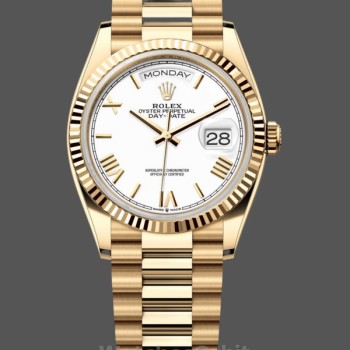 Replica Rolex Day-Date 128238 Fluted Bezel White Roman Dial 36MM Replica Uhr