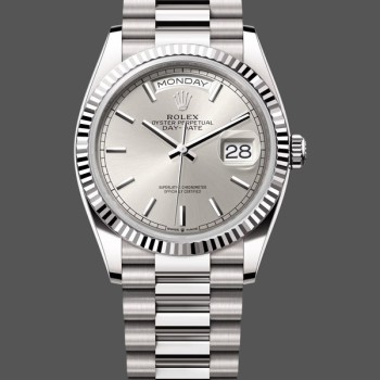 Replica Rolex Day-Date 128239 0005 Weißgold Silber Index Zifferblatt 36MM Unisex Replica Uhr