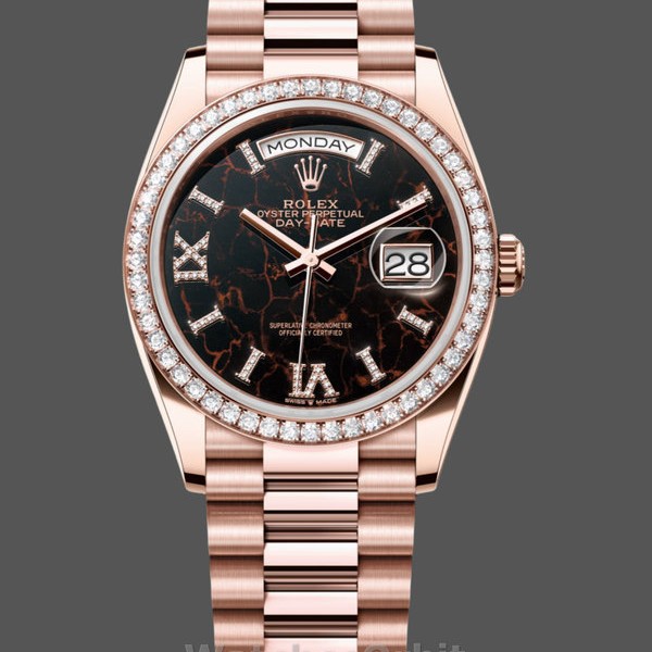 Replica Rolex Day-Date 128345RBR Eisenkiesel dial Everose Gold 36MM Unisex Replica Uhr Hochwertige Unisex Replica Uhr online kaufen