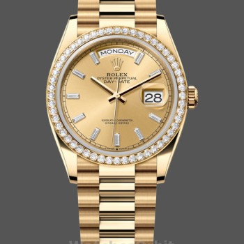 Replica Rolex Day-Date 128348RBR Champagne Index Dial Yellow Gold 36MM Unisex Replica Uhr