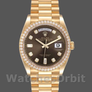 Replica Rolex Day-Date 128348RBR Dark Grey Dial Yellow Gold 36MM Unisex Replica Uhr
