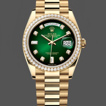 Replica Rolex Day-Date 128348RBR Green Ombre Diamond Dial Yellow Gold 36MM Unisex Replica Uhr