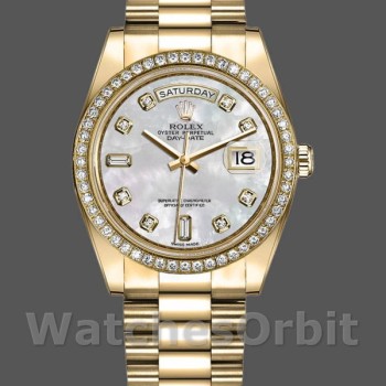 Replica Rolex Day Date 128348RBR MOP Gelbgold 36MM Unisex Replica Uhr