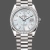 Replica Rolex Day-Date 128349RBR White Mother of Pearl Dial Diamond Bezel 36MM Lady Replica Uhr Exklusive Damen Replica Uhr kaufen