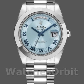 Replica Rolex Day-Date 218206 Konzentrischer Kreis Eisblaues Zifferblatt Platin 41MM Herren Replica Uhr