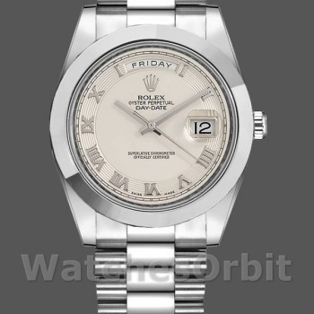 Replica Rolex Day-Date 218206 Konzentrischer Kreis Elfenbein Römische Ziffern Zifferblatt Platin 41MM Herren Replica Uhr