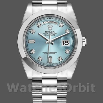 Replica Rolex Day-Date 218206 Ice Blue Diamond Dial Platinum 41MM Herren Replica Uhr
