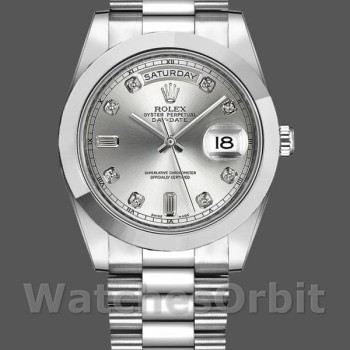 Replica Rolex Day-Date 218206 Silver Diamond Dial Platinum 41MM Herren Replica Uhr