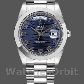 Replica Rolex Day-Date 218206 Wave Pattern Blue Dial Platinum 41MM Herren Replica Uhr