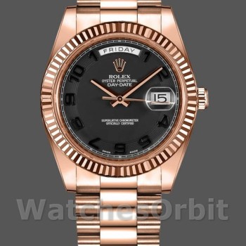 Replica Rolex Day-Date 218235 Black Concentric Arabic Dial Rose Gold 41MM Herren Replica Uhr
