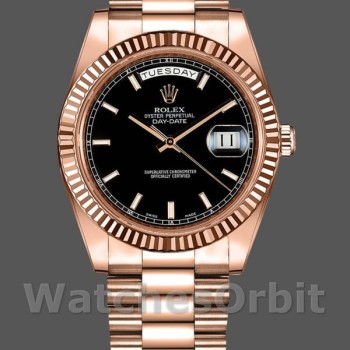Replica Rolex Day-Date 218235 Black Index Dial Rose Gold 41MM Herren Replica Uhr