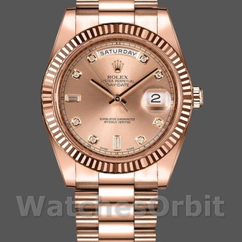 Replica Rolex Day-Date 218235 Champagne Diamonds Dial Rose Gold 41MM Herren Replica Uhr