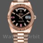 Replica Rolex Day-Date 218235 Diamonds and Rubies Black Dial Rose Gold 41MM Herren Replica Uhr