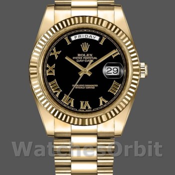 Replica Rolex Day-Date 218238 Black Roman Numeral Dial Yellow Gold 41MM Herren Replica Uhr