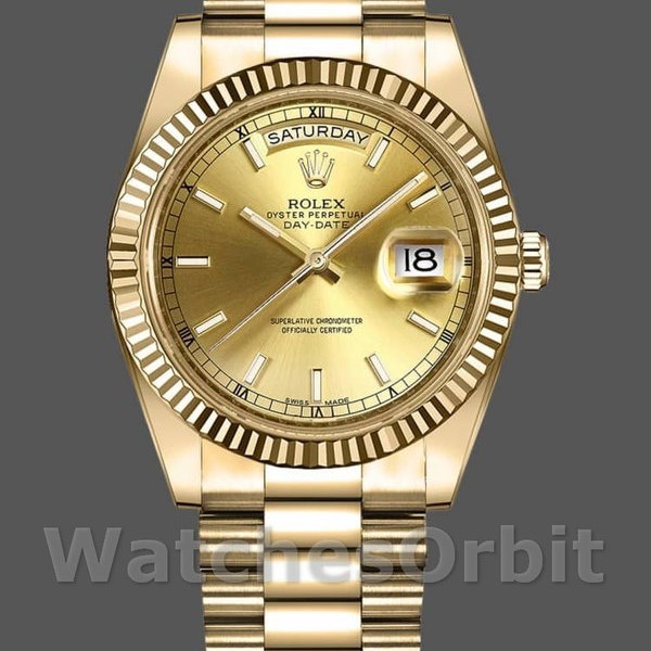 Replica Rolex Day-Date 218238 Champagne Index Dial Gelbgold 41MM Herren Replica Uhr Exklusive Herren Replica Uhr online kaufen