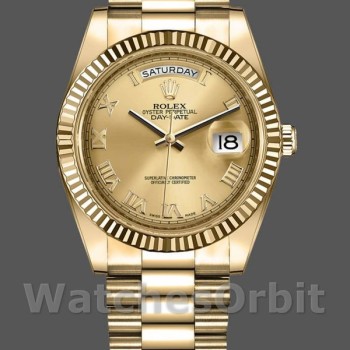 Replica Rolex Day-Date 218238 Champagne Roman Numeral Dial Yellow Gold 41MM Herren Replica Uhr