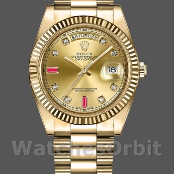 Replica Rolex Day-Date 218238 Champagne Ruby Dial Gelbgold 41MM Herren Replica Uhr