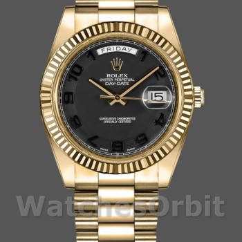 Replica Rolex Day-Date 218238 Concentric Circle Black Dial Yellow Gold 41MM Herren Replica Uhr
