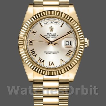 Replica Rolex Day-Date 218238 Silver Roman Numeral Dial Yellow Gold 41MM Herren Replica Uhr