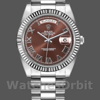 Replica Rolex Day-Date 218239 Chocolate Brown Roman Numerals Dial White Gold 41MM Herren Replica Uhr