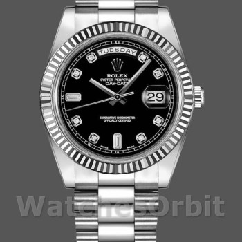 Replica Rolex Day-Date 218239 Diamond Black Dial White Gold 41MM Herren Replica Uhr