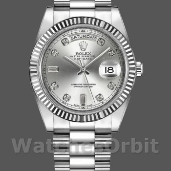 Replica Rolex Day-Date 218239 Diamond Silver Dial White Gold 41MM Herren Replica Uhr