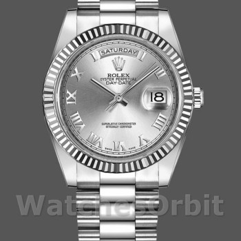 Replica Rolex Day-Date 218239 Silver Roman Numerals Dial White Gold 41MM Herren Replica Uhr