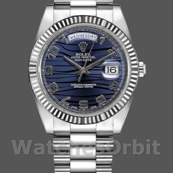 Replica Rolex Day-Date 218239 Wave Blue Dial White Gold 41MM Herren Replica Uhr