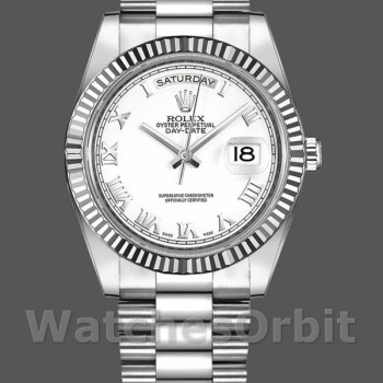 Replica Rolex Day-Date 218239 White Roman Numerals Dial White Gold 41MM Herren Replica Uhr
