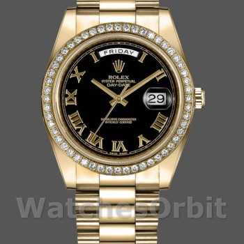 Replica Rolex Day-Date 218348 Black Roman Dial 41MM Herren Replica Uhr