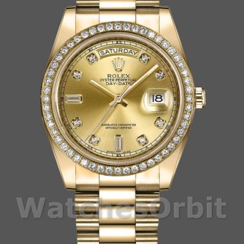 Replica Rolex Day-Date 218348 Champagne Diamonds Dial 41MM Herren Replica Uhr