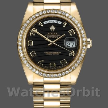 Replica Rolex Day-Date 218348 Wave Black Dial 41MM Herren Replica Uhr
