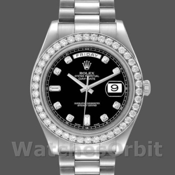 Replica Rolex Day-Date 218349 Black Diamond Dial 41MM Herren Replica Uhr