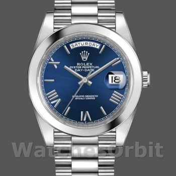 Replica Rolex Day-Date 228206 Blue Roman Numeral Dial Platinum 40MM Herren Replica Uhr